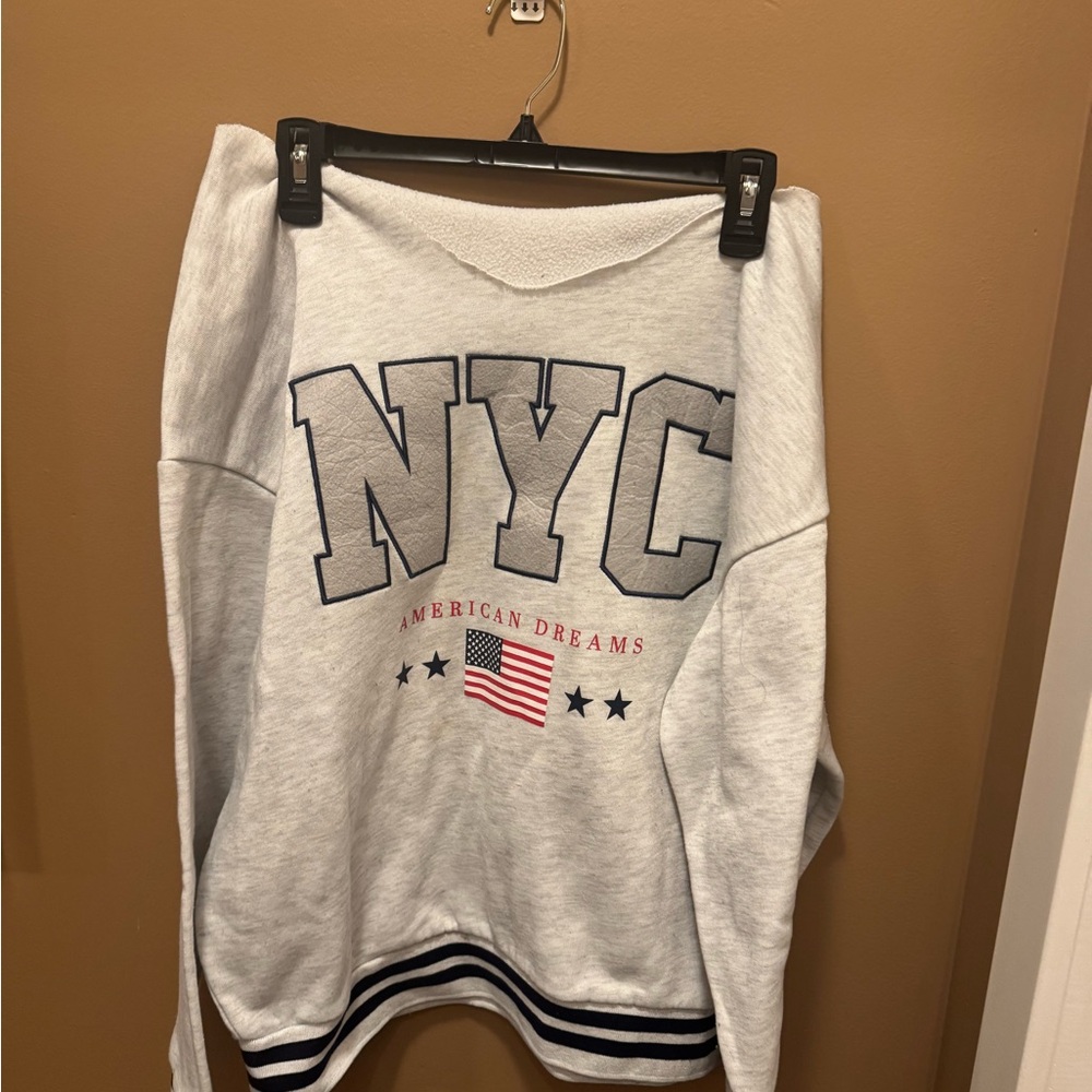 Charlotte Russe Gray Off-the-Shoulder Sweater